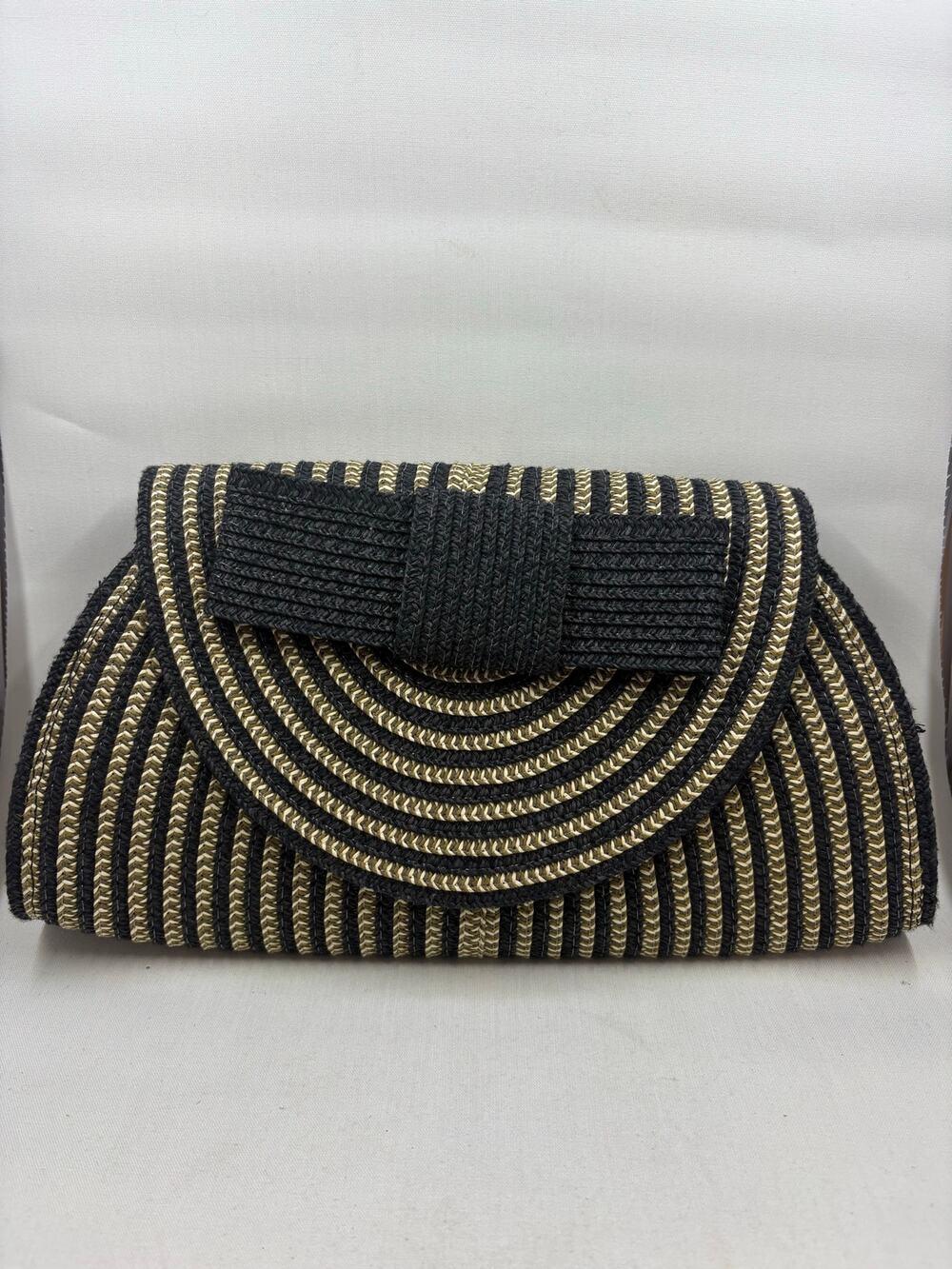 Black & White Staw Crossbody Bag/ Clutch